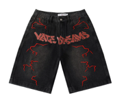 Vale Forever VATE DREAMS Lightning Embroidered Denim Shorts