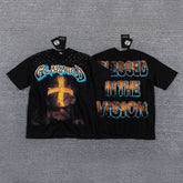 Glazagod Golden Cross Blessed In The Vision Double‑Sided Graphic Print Crew Neck Streetwear T‑Shirt
