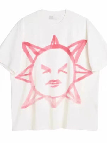 Oversized white graphic T-shirt featuring