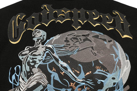 GODSPEED Skull & Wing Graphic Varsity Jacket