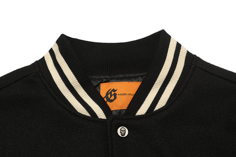 GODSPEED Skull Graphic Varsity Jacket