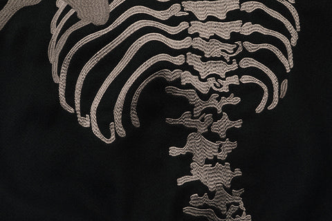 GODSPEED Full Back Skeleton Graphic Varsity Jacket