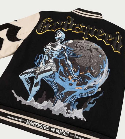 GODSPEED Skull & Wing Graphic Varsity Jacket