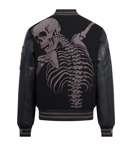 GODSPEED Full Back Skeleton Graphic Varsity Jacket