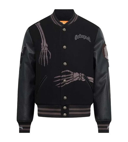 GODSPEED Full Back Skeleton Graphic Varsity Jacket