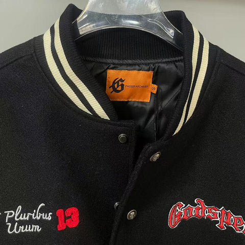 GODSPEED Skull Graphic Varsity Jacket