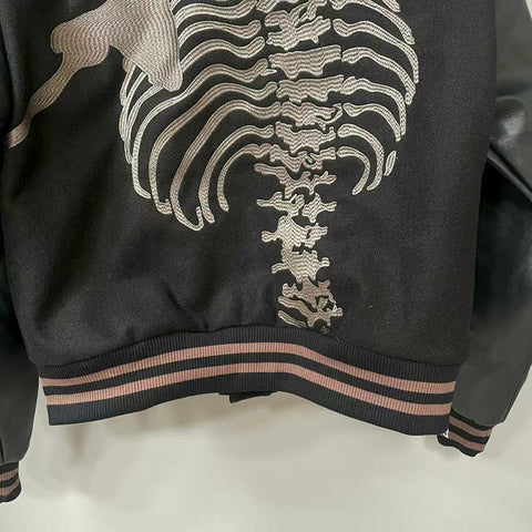 GODSPEED Full Back Skeleton Graphic Varsity Jacket
