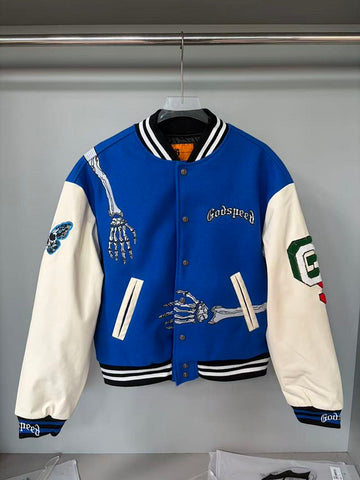 GODSPEED Skeleton Graphic Varsity Jacket