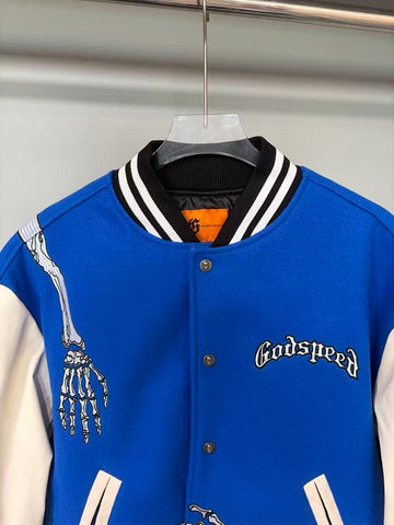 GODSPEED Skeleton Graphic Varsity Jacket