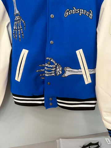 GODSPEED Skeleton Graphic Varsity Jacket