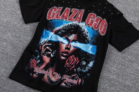 GLAZA GOD Roses & Roses Red Skull Graphic T-Shirt