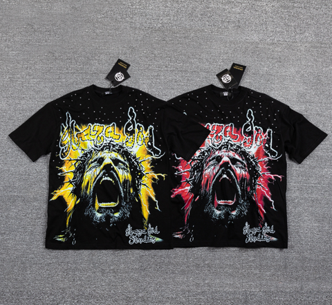 GLAZA GOD Thorns Rhinestone Lightning Graphic T-Shirt