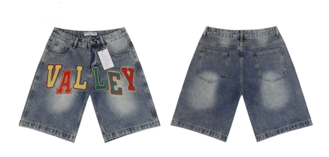 Vale Forever Valley Colorblock Embroidered Denim Shorts