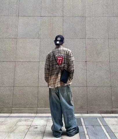 False Perception Rolling Stones Brown Cream Flannel