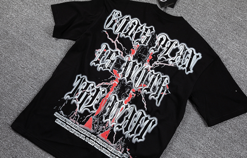 GLAZA GOD Thorns Rhinestone Lightning Graphic T-Shirt
