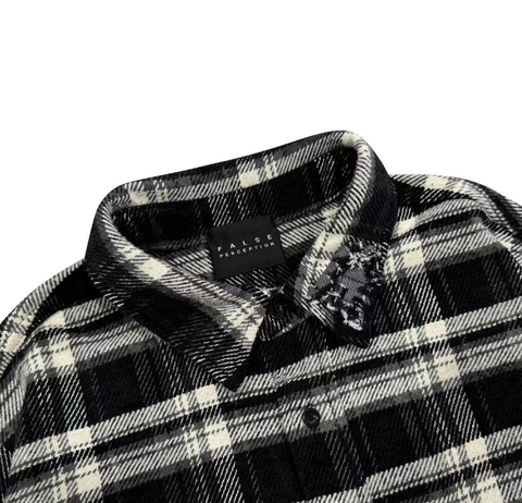 False Perception Rolling Stones Black Plaid Flannel