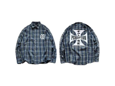 False Perception Iron Cross Embroidered Flannel