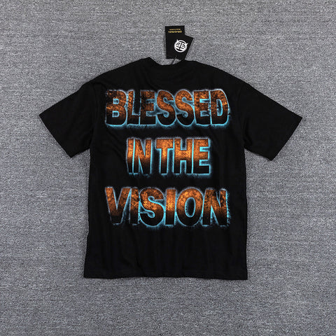 Glazagod Golden Cross Blessed In The Vision Double‑Sided Graphic Print Crew Neck Streetwear T‑Shirt
