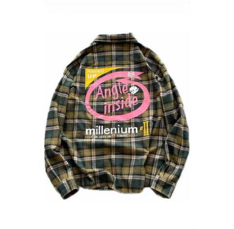False Perception Angle Inside Plaid Flannel Shirt