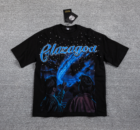 GLAZAGOD Galactic Skull Double-Sided Graphic T-Shirt