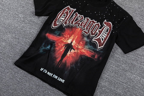 Glazagod Red Star "Then You Welcome For Pain" Double‑Sided Graphic Print Crew Neck Streetwear T‑Shirt