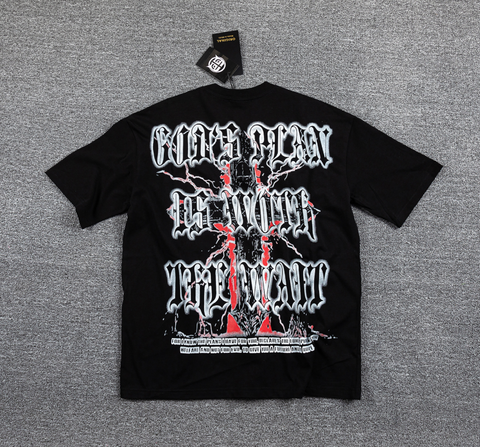 GLAZA GOD Thorns Rhinestone Lightning Graphic T-Shirt