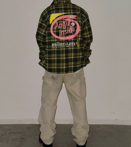 False Perception Angle Inside Plaid Flannel Shirt