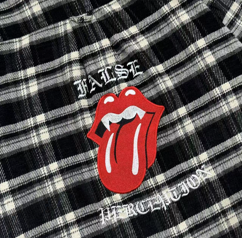 False Perception Rolling Stones Black Plaid Flannel