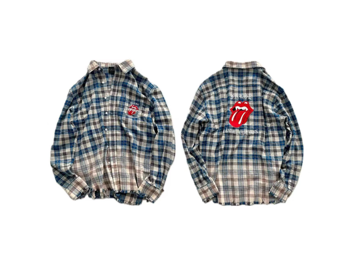 False Perception Rolling Stones Blue Brown Plaidli按貌似Flannel