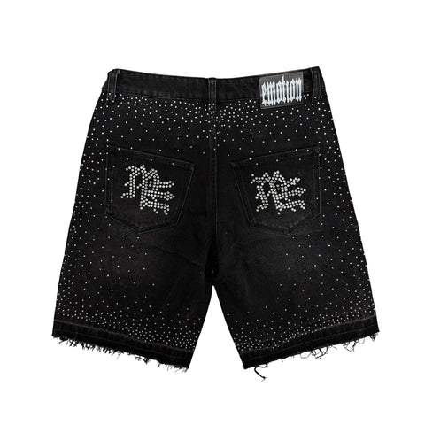 Black “ME” Rhinestone Denim Shorts