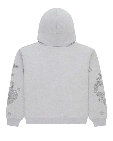 Sp5der Beluga Rhinestone Hoodie Heather Grey