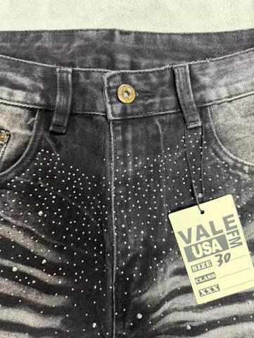 Vale Forever Rhinestone Washed Distressed Jeans