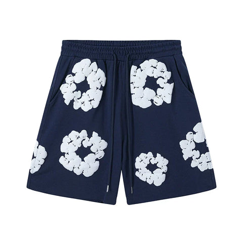Denim Tears Couple Foam Print Shorts navy blue