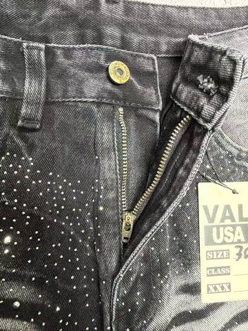 Vale Forever Rhinestone Washed Distressed Jeans