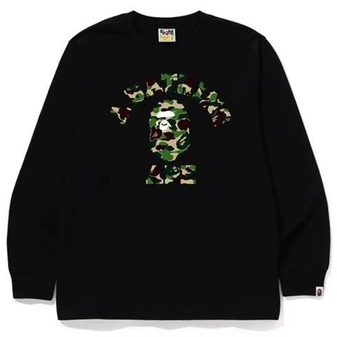 BAPE Style Arch Logo Camo Ape Head Long-Sleeve Tee - Black/Green