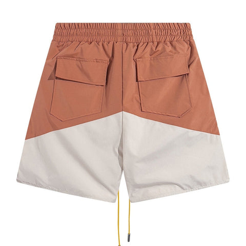 RHUDE Logo Panel Swim Shorts – Pink & White