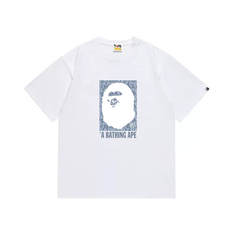 BAPE Style Box Ape Head Short-Sleeve Tee - White/Blue