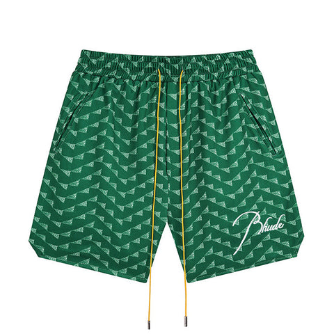 Rhude Letter Embroidered Hip Hop  Casual Split Shorts