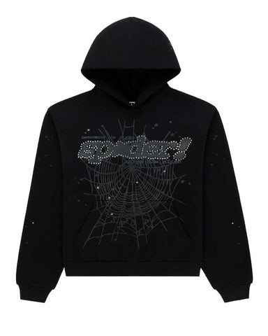 Sp5der P*nk V2 Rhinestone Hoodie Black