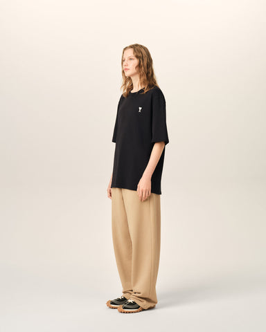 Black printed cotton "Place des Victoires" t-shirt