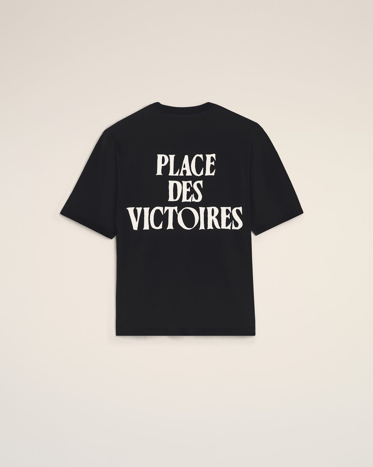 Black printed cotton "Place des Victoires" t-shirt