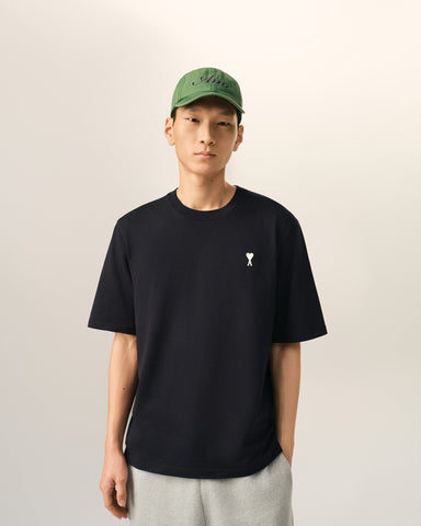 Black printed cotton "Place des Victoires" t-shirt