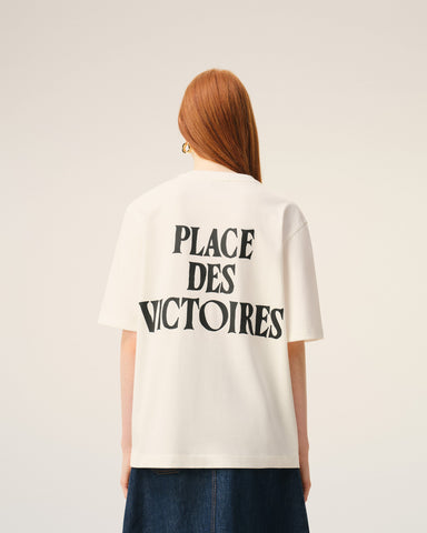 White Cotton Place Des Victoires Print T-shirt