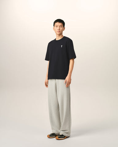 Black printed cotton "Place des Victoires" t-shirt