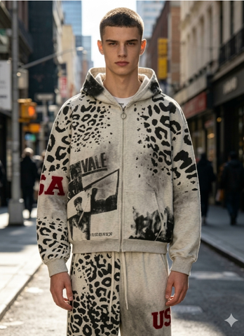 Vale Forever Leopard Graphic Washed Tracksuit Set