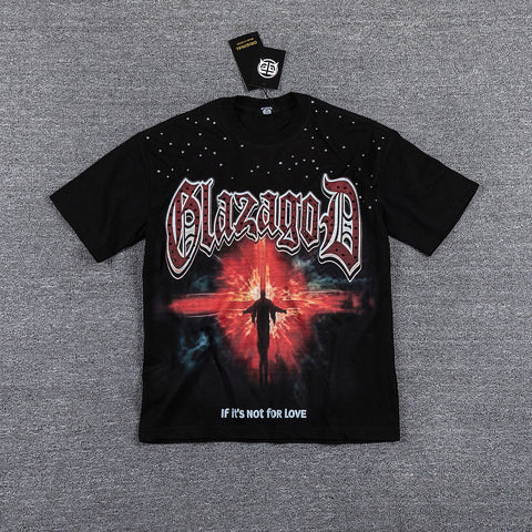 Glazagod Red Star "Then You Welcome For Pain" Double‑Sided Graphic Print Crew Neck Streetwear T‑Shirt