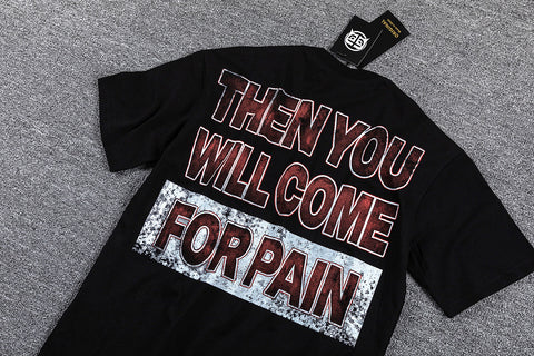 Glazagod Red Star "Then You Welcome For Pain" Double‑Sided Graphic Print Crew Neck Streetwear T‑Shirt