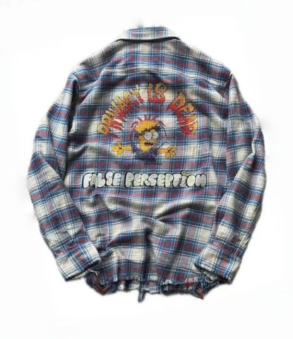 False Perception Simpsons Graffiti Plaid Flannel Shirt